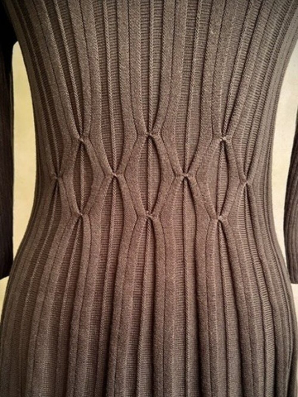Connected Apparel Dark Taupe Ribbed Knit Sweater Dress Size Small Fit & Flare